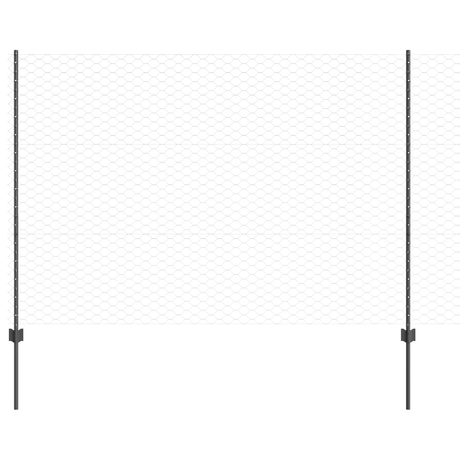 Hekpalen 22 Stuks U-Kanaal Grijs 150 Cm Staal,  Zeshoekig Hek Grijs 1.5X50 M Staal