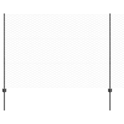 Hekpalen 22 Stuks U-Kanaal Grijs 150 Cm Staal,  Zeshoekig Hek Grijs 1.5X50 M Staal