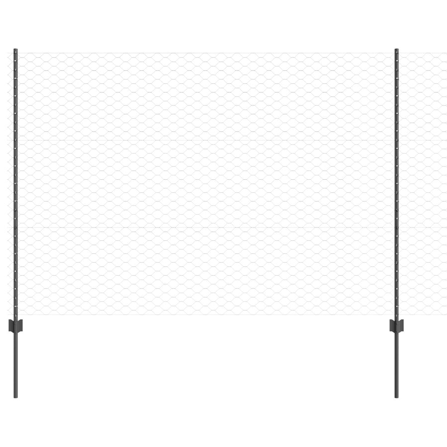 Hekpalen 22 Stuks U-Kanaal Grijs 150 Cm Staal,  Zeshoekig Hek Grijs 1.5X50 M Staal