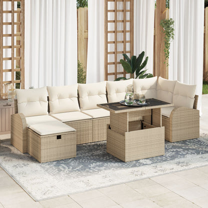 8-Delige Tuin Sofa Set Met Kussens Beige Poly Rattan