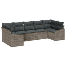 7-Delige Tuin Sofa Set Met Kussens Grijs Poly Rattan
