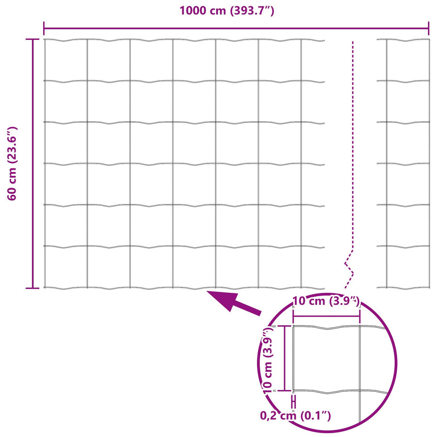 Euro Omheining Met 5 U-Paaltjes Groen 0.6X10 M Staal