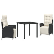 Tuinstoelenset poly rattan zwart 3-delig