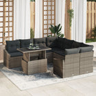 Tuin loungeset poly rattan grijs 9-delig