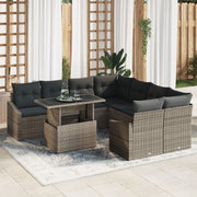 Tuin loungeset poly rattan grijs 9-delig