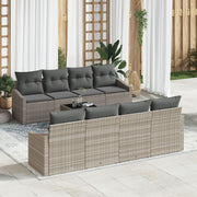 Loungebank set 7-delig polyrattan lichtgrijs
