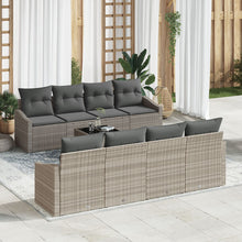 7-Delige Tuinbankset Met Kussens Lichtgrijs Poly Rattan Gegalvaniseerd Staal