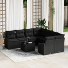 Loungeset 9-delig poly rattan zwart 8 personen