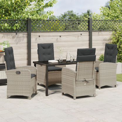 5-Delige Tuin Eetset Met Kussens In Lichtgrijs Poly Rattan