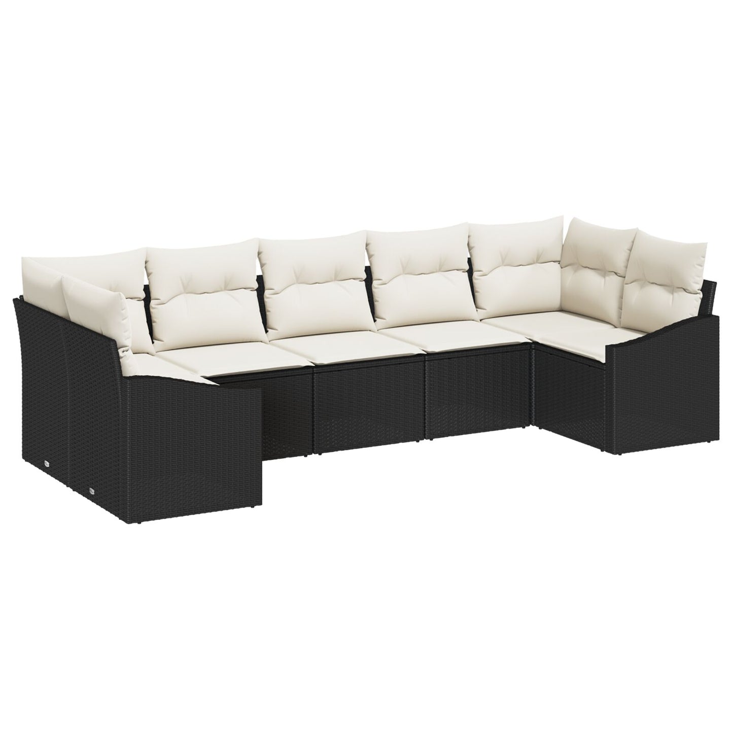 7-Delige Tuinsofaset Met Kussens Zwart Poly Rattan