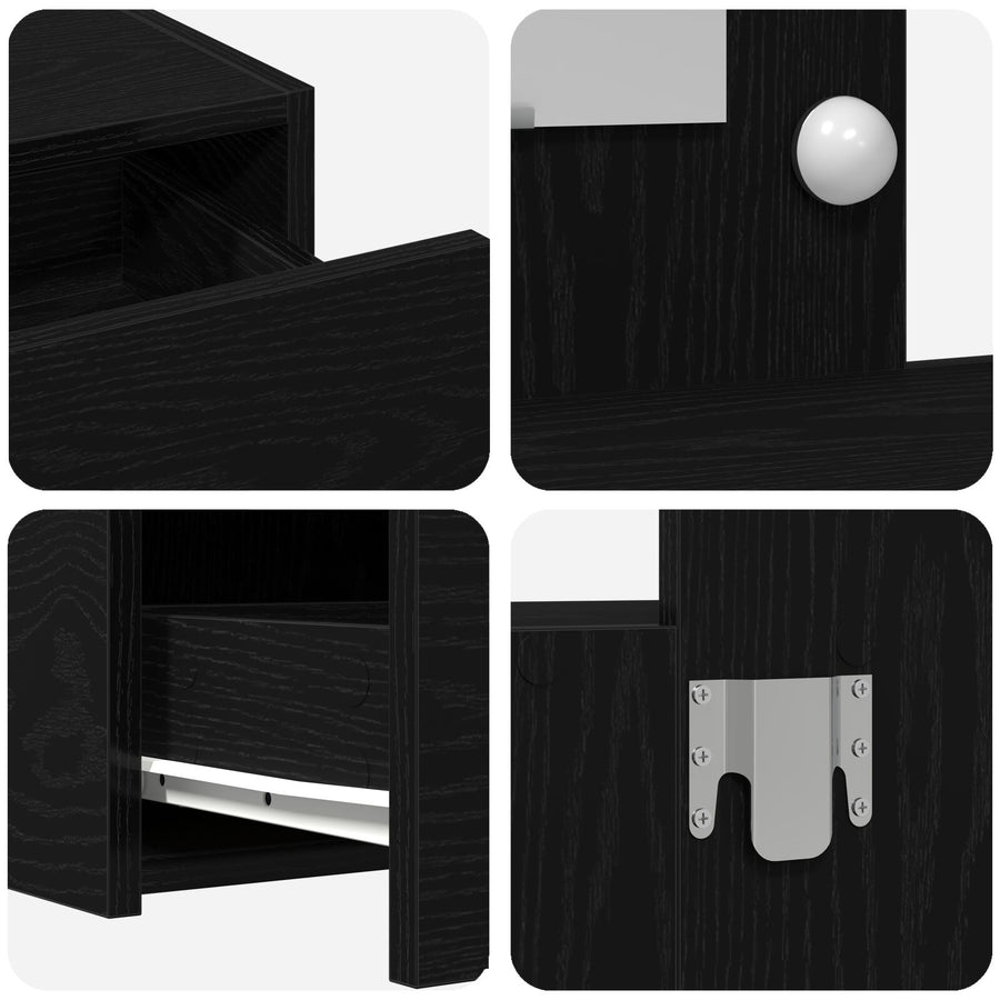 Wandmontage Kaptafel -Verlichting In 83 x 40 x 70 cm Zwart eiken met LED