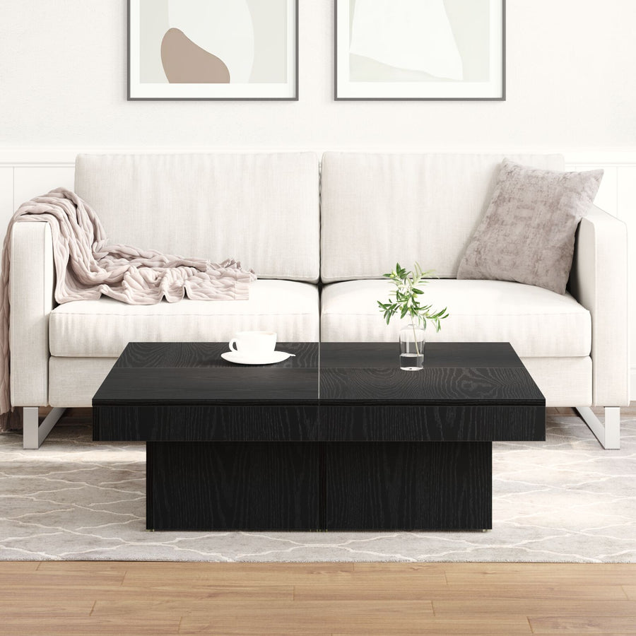 Salontafel Zwart Eiken 90X90X28 Cm Geengineerd Hout