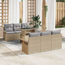 7-Delige Tuin Sofa Set Met Kussens Beige Poly Riet
