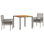 Garden dining set 3 pcs Grey poly rattan