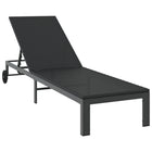 Ligstoel poly rattan zwart 206x62.5x74 cm