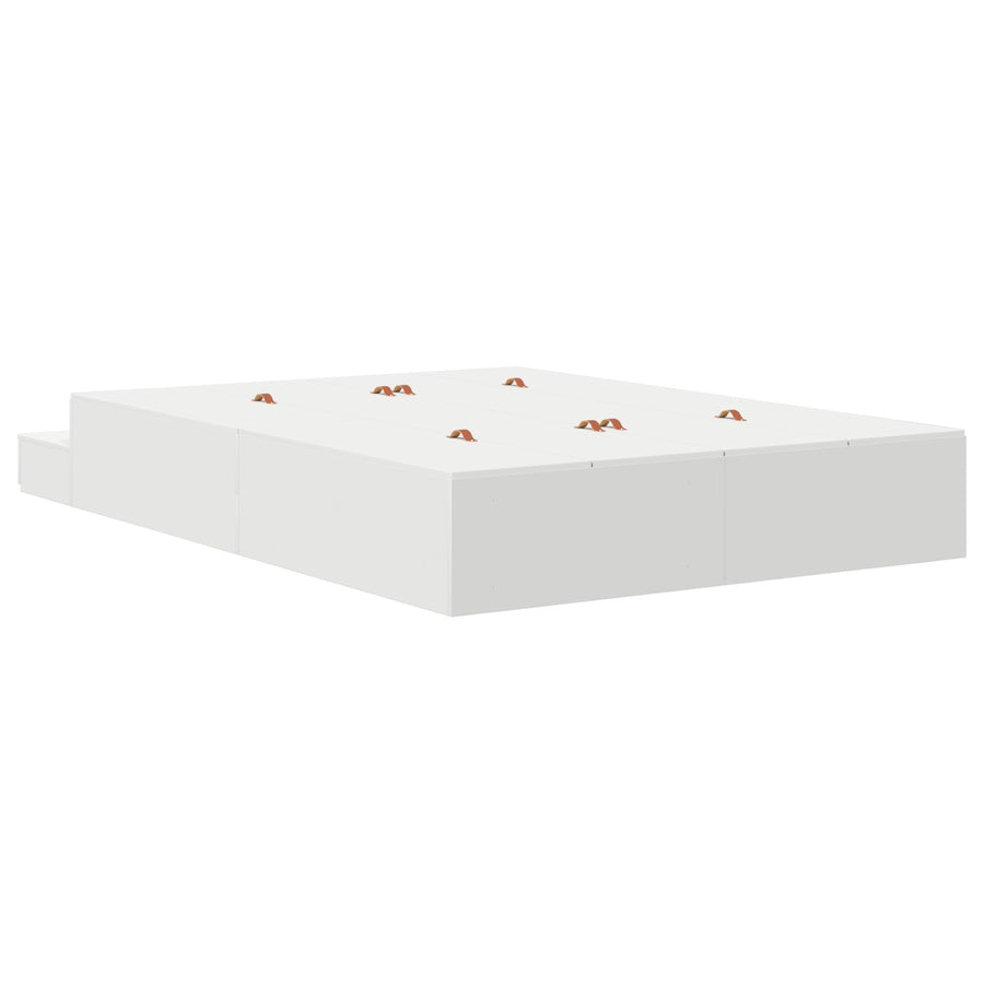 Opbergbedframe Wit 150X200 Cm Artisanaal Eiken