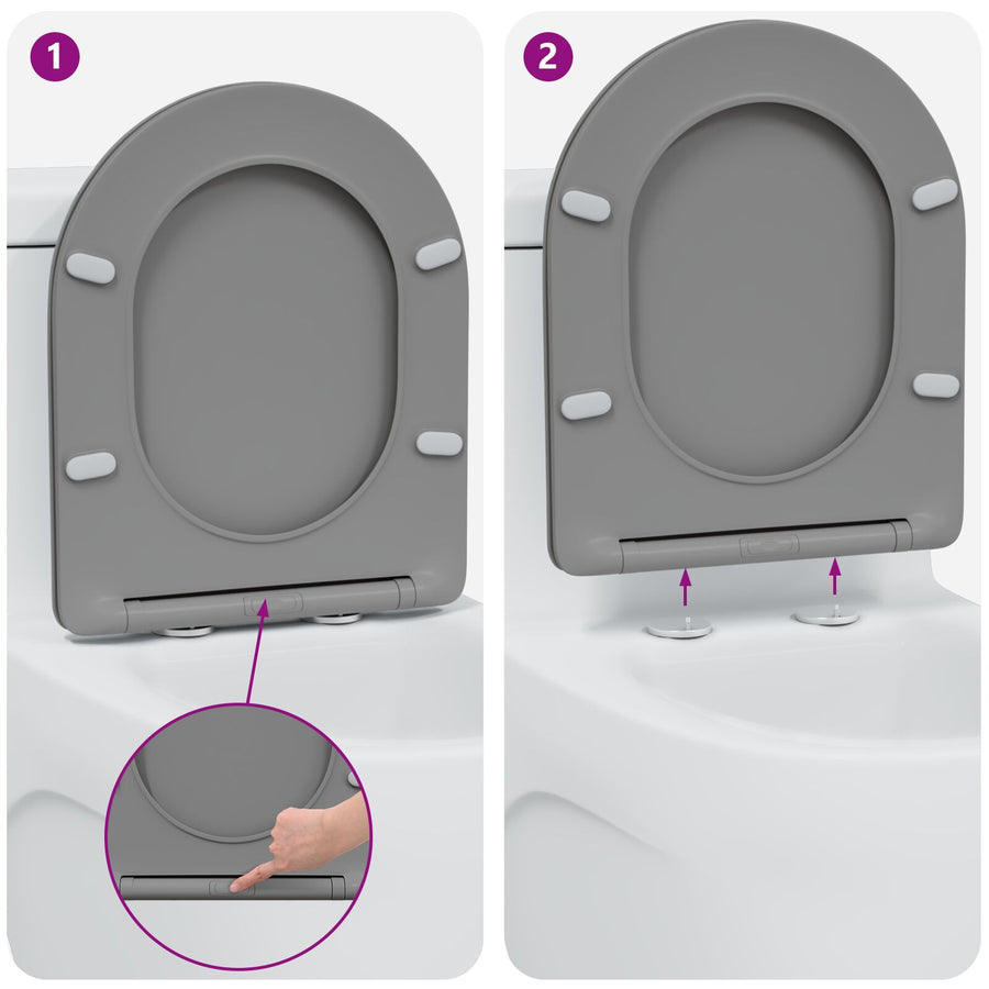 Snelsluittoiletzitting Met Zachte Sluiting Duroplast Grijs