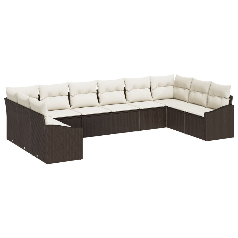 Tuin Sofa Set Set Van 10 Beige Rattan Tuin Loveseat Rechthoekig