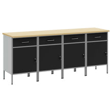 Werktafel 4 Stuks En Grijs Ge-Engineerd Hout En Staal 4x (84 cm) Zwart 4x kast