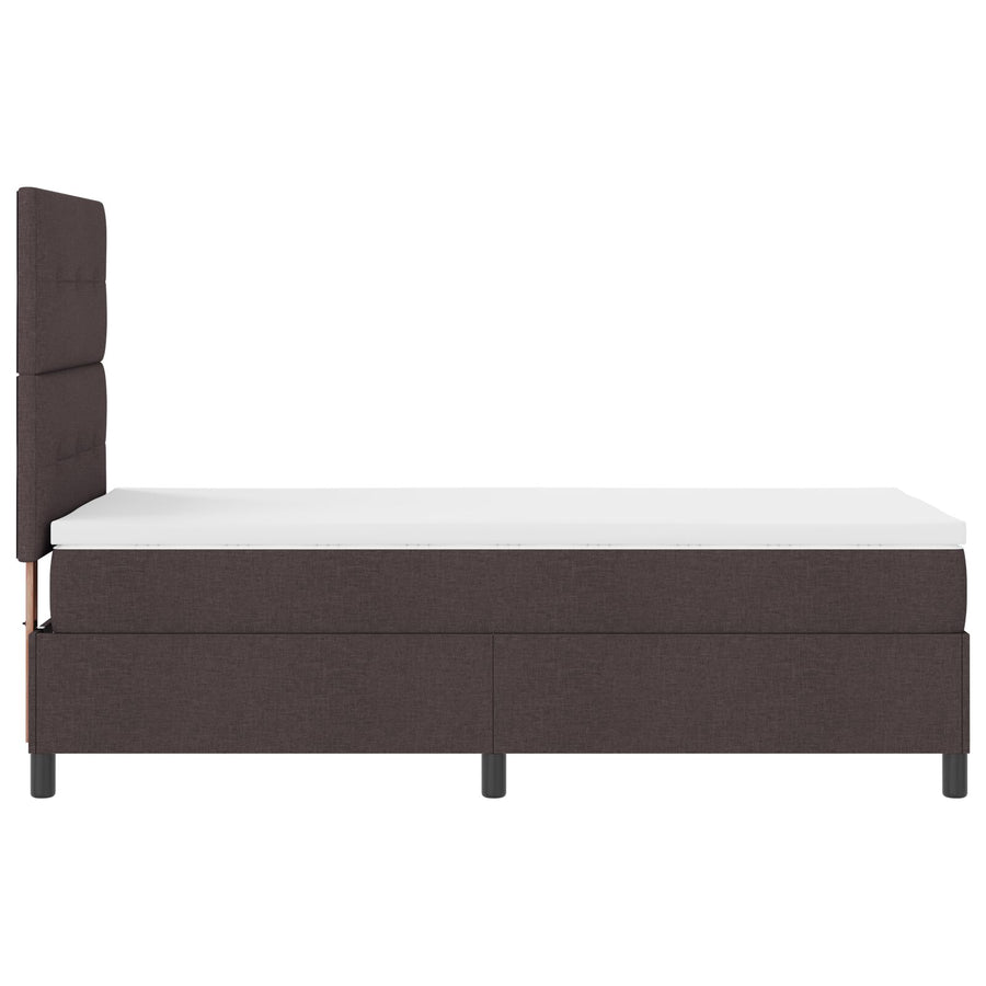 Boxspringbed Met Matras Eenpersoons Stof Donkerbruin 90 x 190 cm Knop tufted