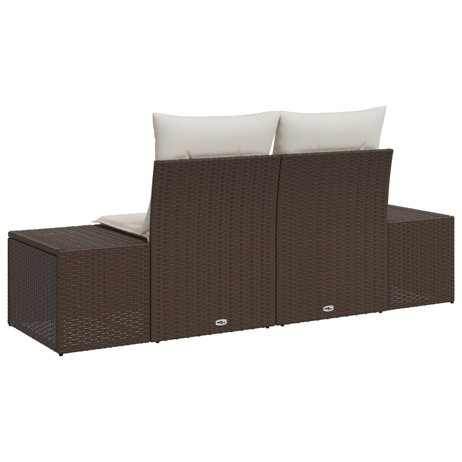 2-Persoons Tuinsofa & Kussens Poly Rattan Bruin en crème met opslag