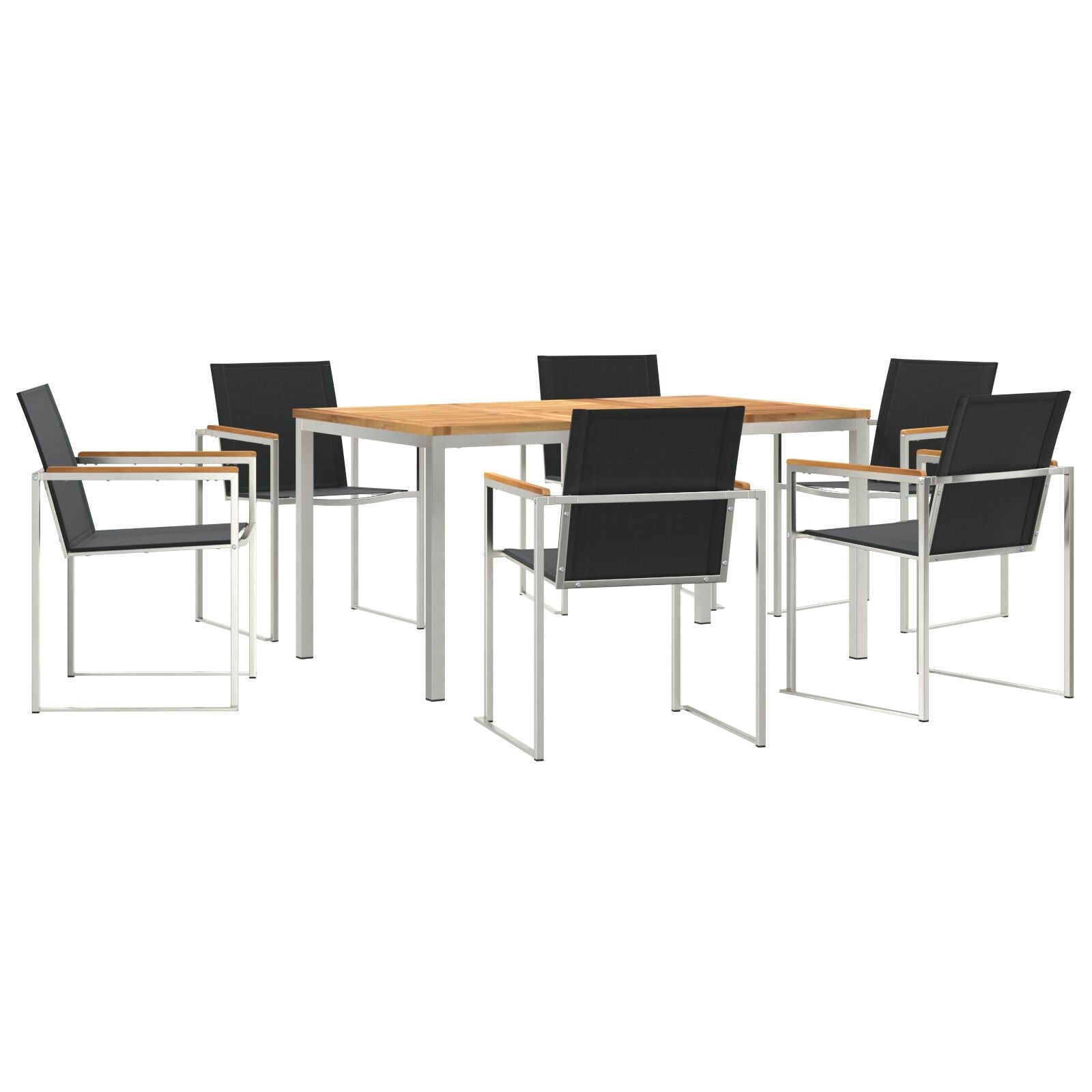 7 Persoons Tuin Eetset Massief Hout Teak, vidaXL Buitentafel 150x90x75 cm Massief Hout Teak