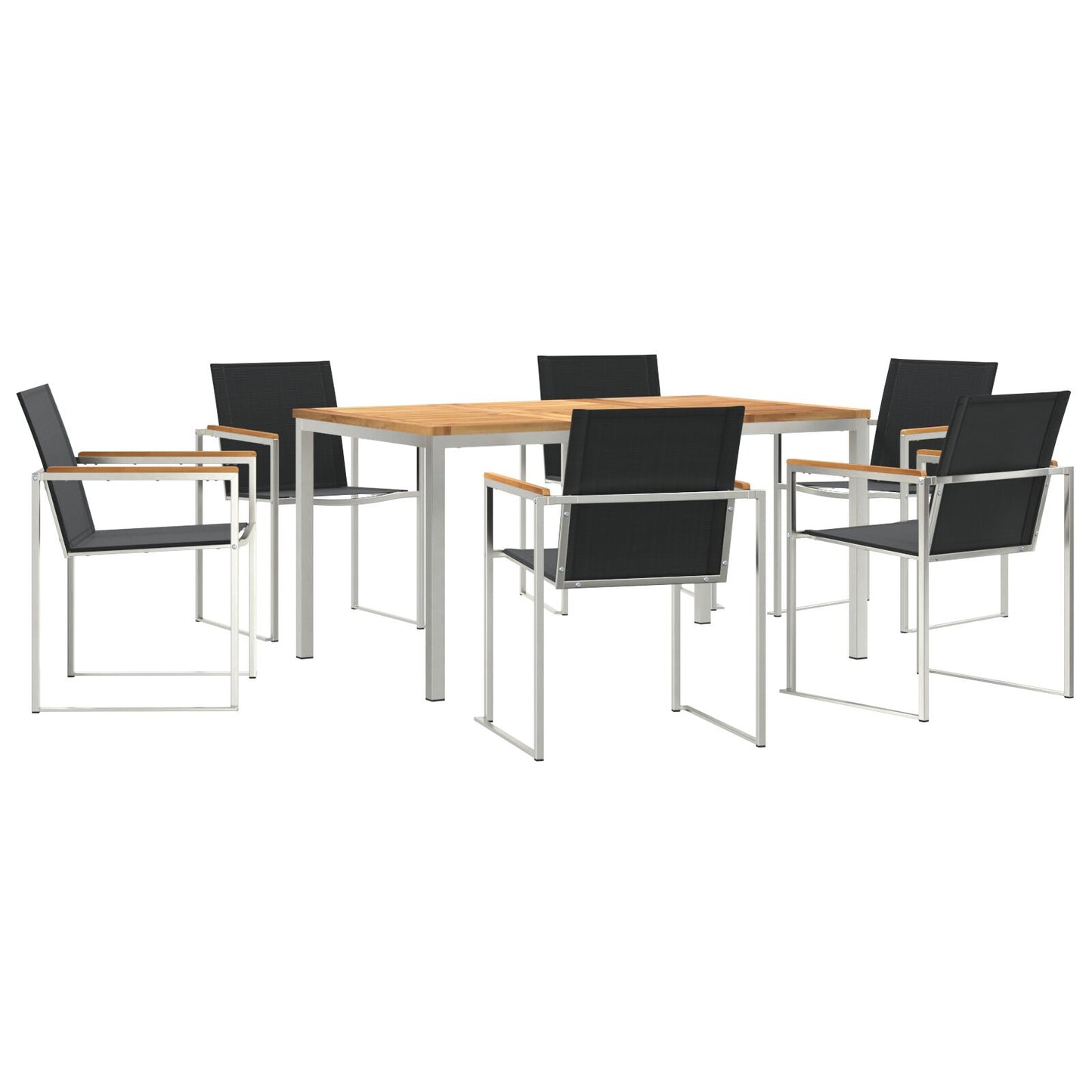 7 Persoons Tuin Eetset Massief Hout Teak, vidaXL Buitentafel 150x90x75 cm Massief Hout Teak
