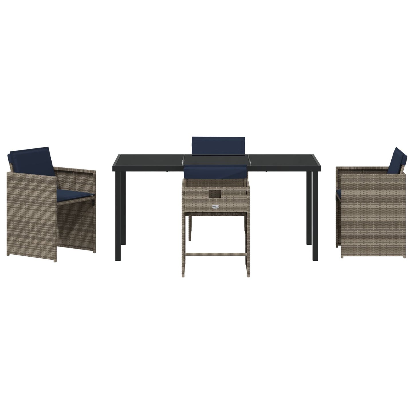 5-Delige Tuin Eettafelset Met Kussens Grijs Poly Rattan