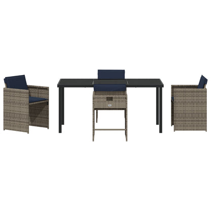 5-Delige Tuin Eettafelset Met Kussens Grijs Poly Rattan