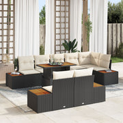 Tuinset 9-delig polyrattan zwart beige