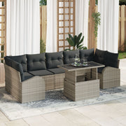 Loungeset poly rotan lichtgrijs 8-delig