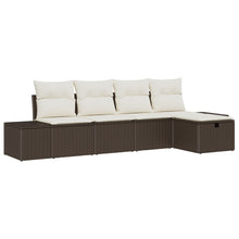 5-Delige Tuin Sofa Set Met Kussens Bruin Poly Rattan Wit