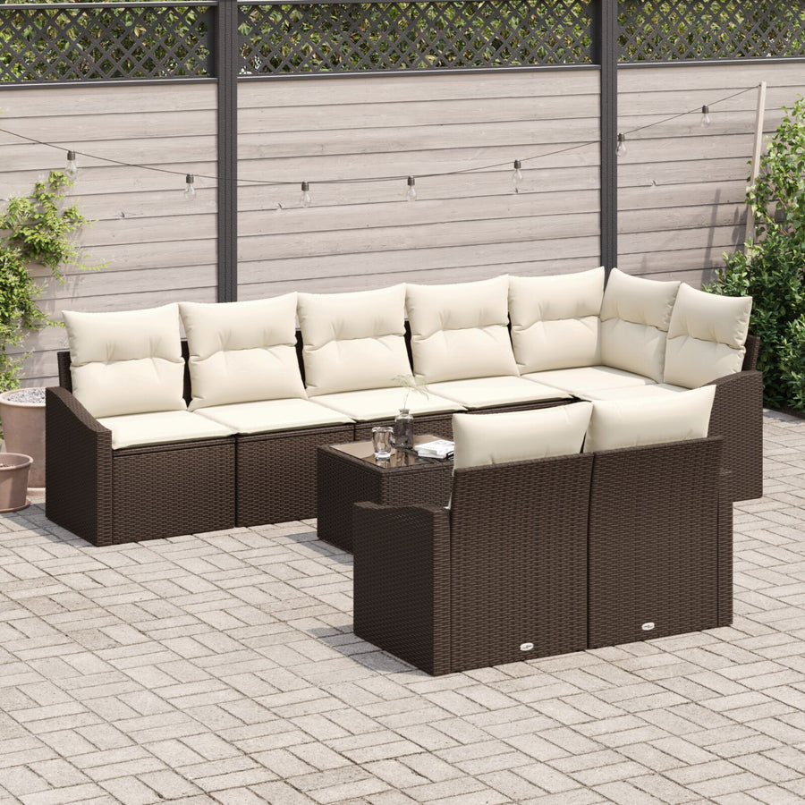 Tuin Sofa Set Set Van 9 Beige, Bruin Poly Rattan, Polyester