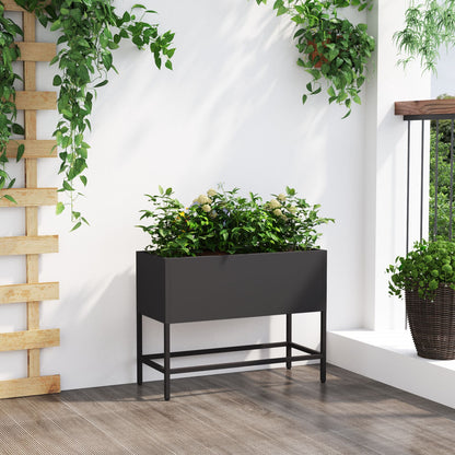 Verhoogde Tuinbed Staal Zwart 60 x 26 x 45 cm