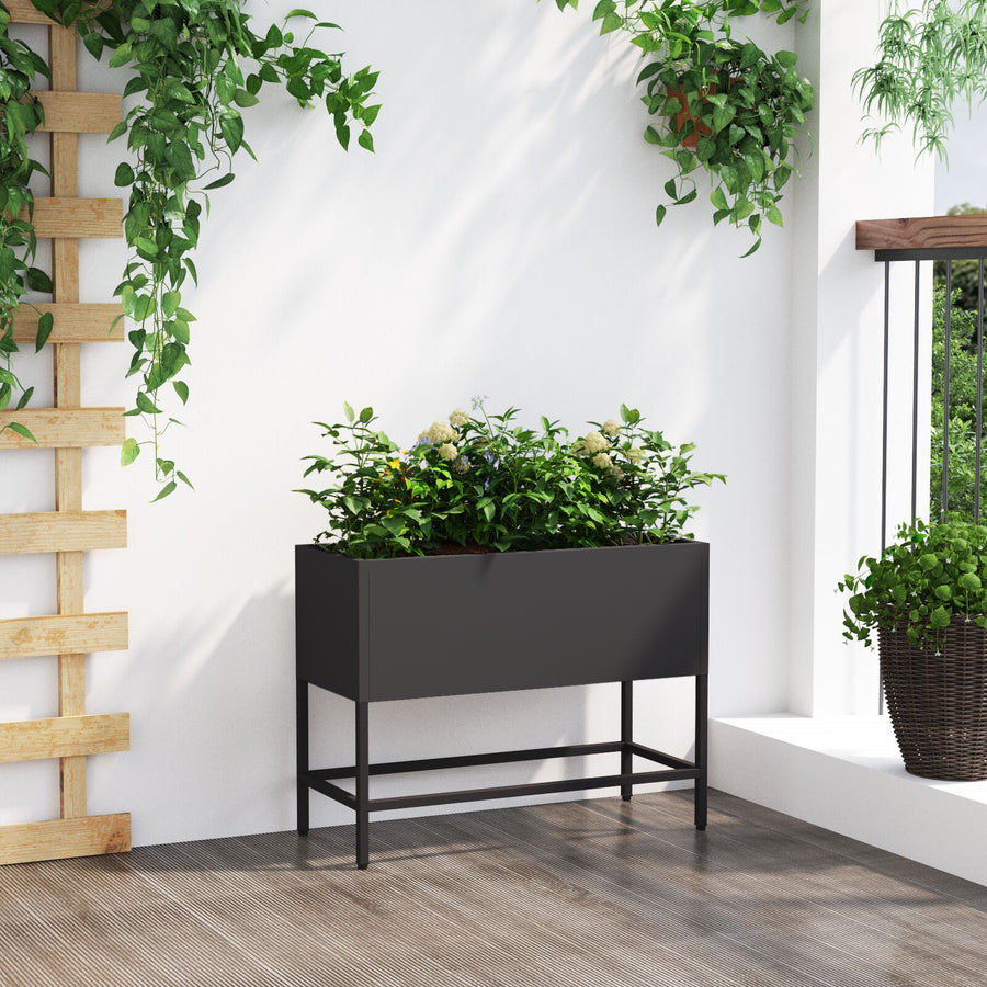 Verhoogde Tuinbed Staal Zwart 60 x 26 x 45 cm