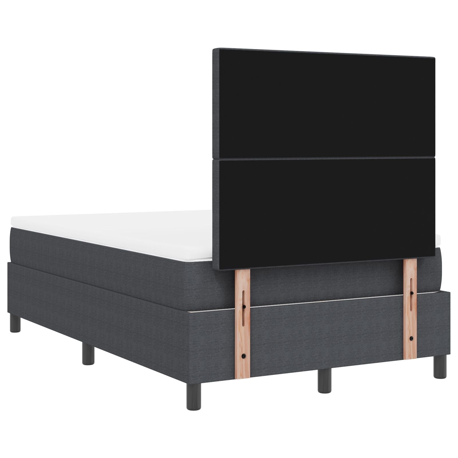 Boxspring Bed Met Matras Donkergrijs Klein Tweepersoons Corduroy Stof