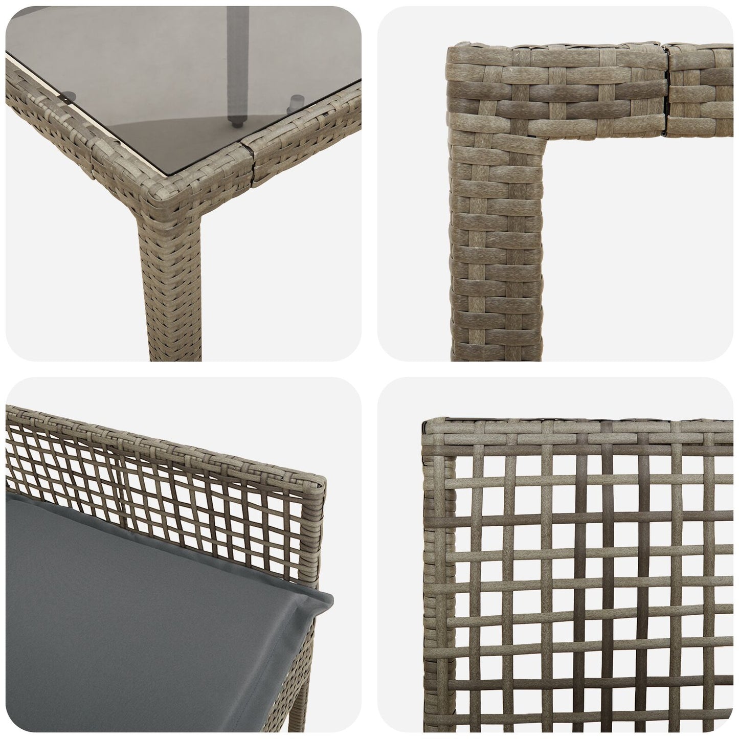 5-Delige Tuin Eetset Met Kussens Grijs Poly Rattan