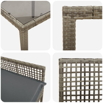 5-Delige Tuin Eetset Met Kussens Grijs Poly Rattan