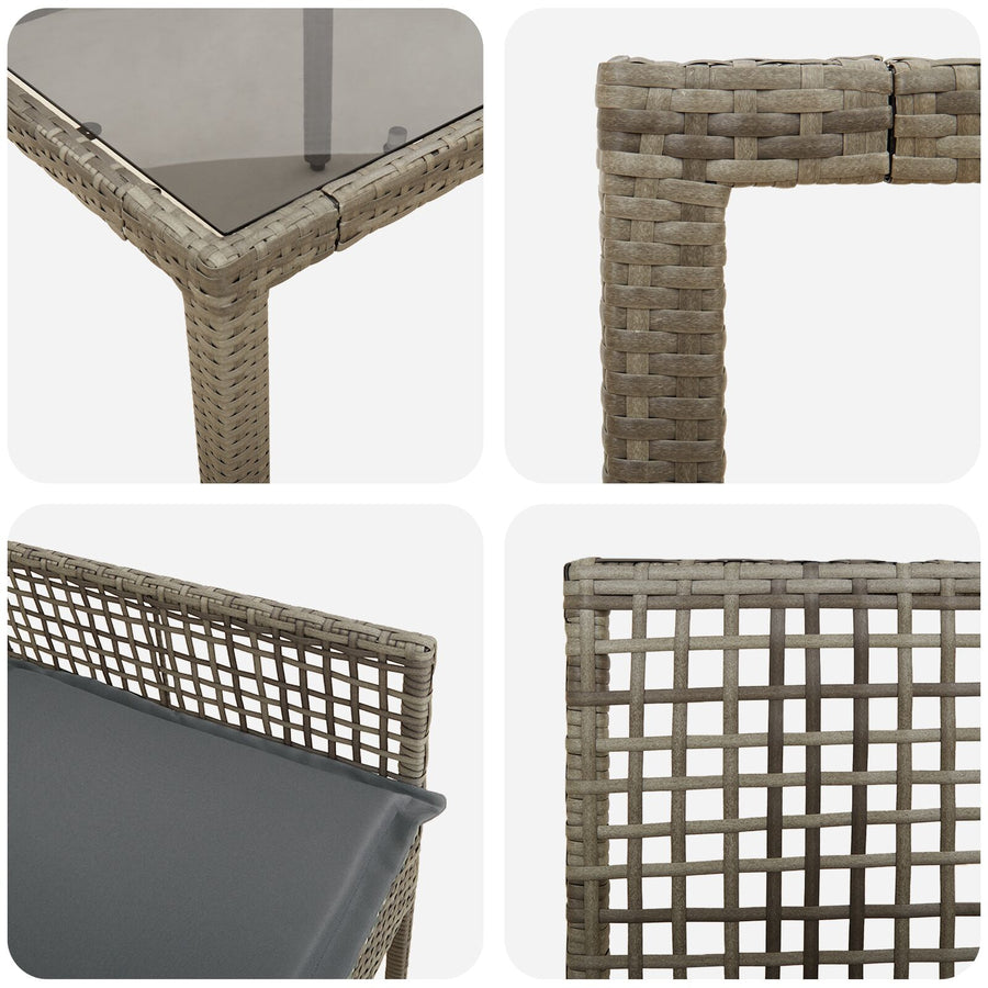 5-Delige Tuin Eetset Met Kussens Grijs Poly Rattan