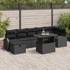 Garden Sofa Set with Cushion and Storage 8 pcs Black Poly Rattan