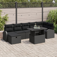 8-Delige Tuin Sofa Set Met Kussens Zwart Poly Rattan