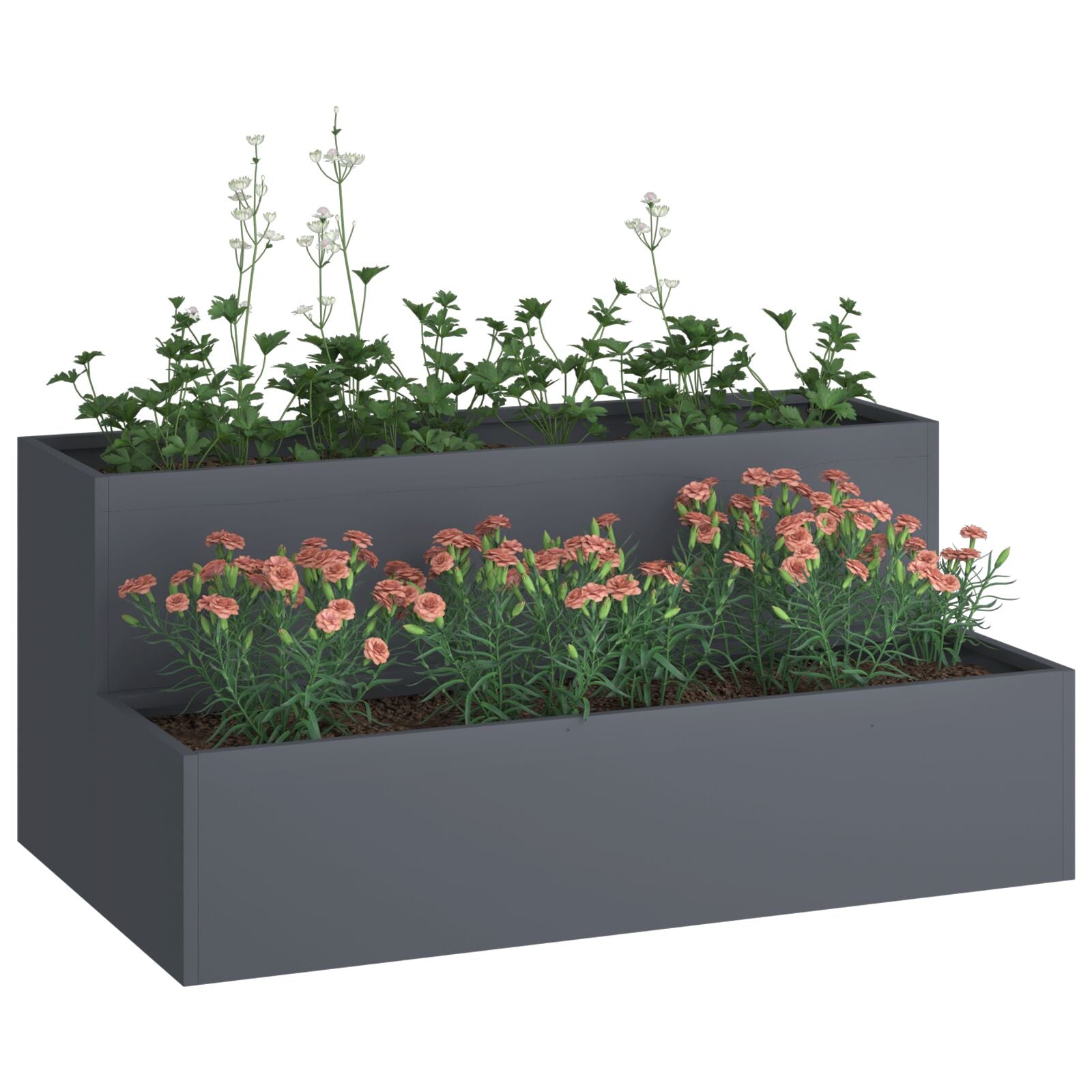 Tuinplanter 2-Niveau Plastic 100 x 60 x 45 cm Anthraciet