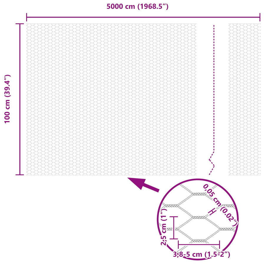 Hexagon Hek 1X50 M Gegalvaniseerd Staal 50 x 1 m 25 mm