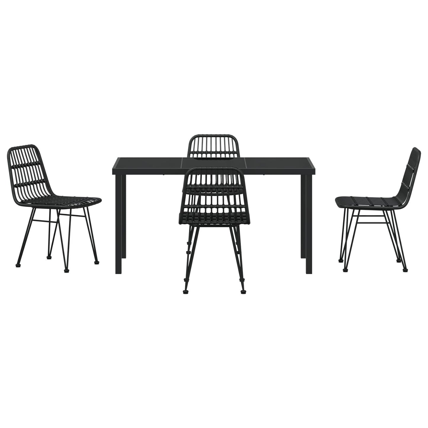 5-Delige Tuin Eetset Zwart Poly Rattan