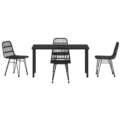 5-Delige Tuin Eetset Zwart Poly Rattan