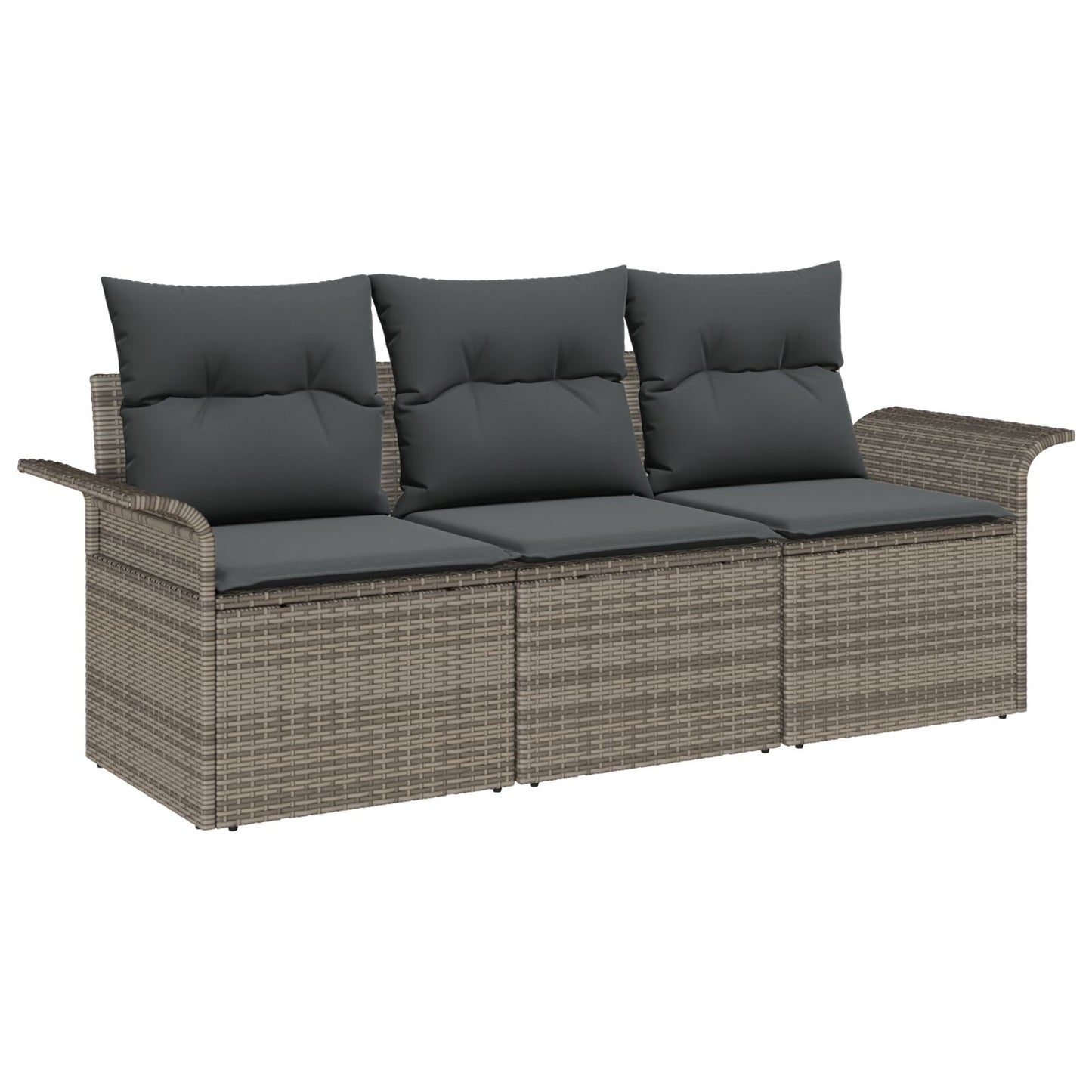 3-Delige Tuin Sofa Set Met Kussens Grijs Poly Rattan