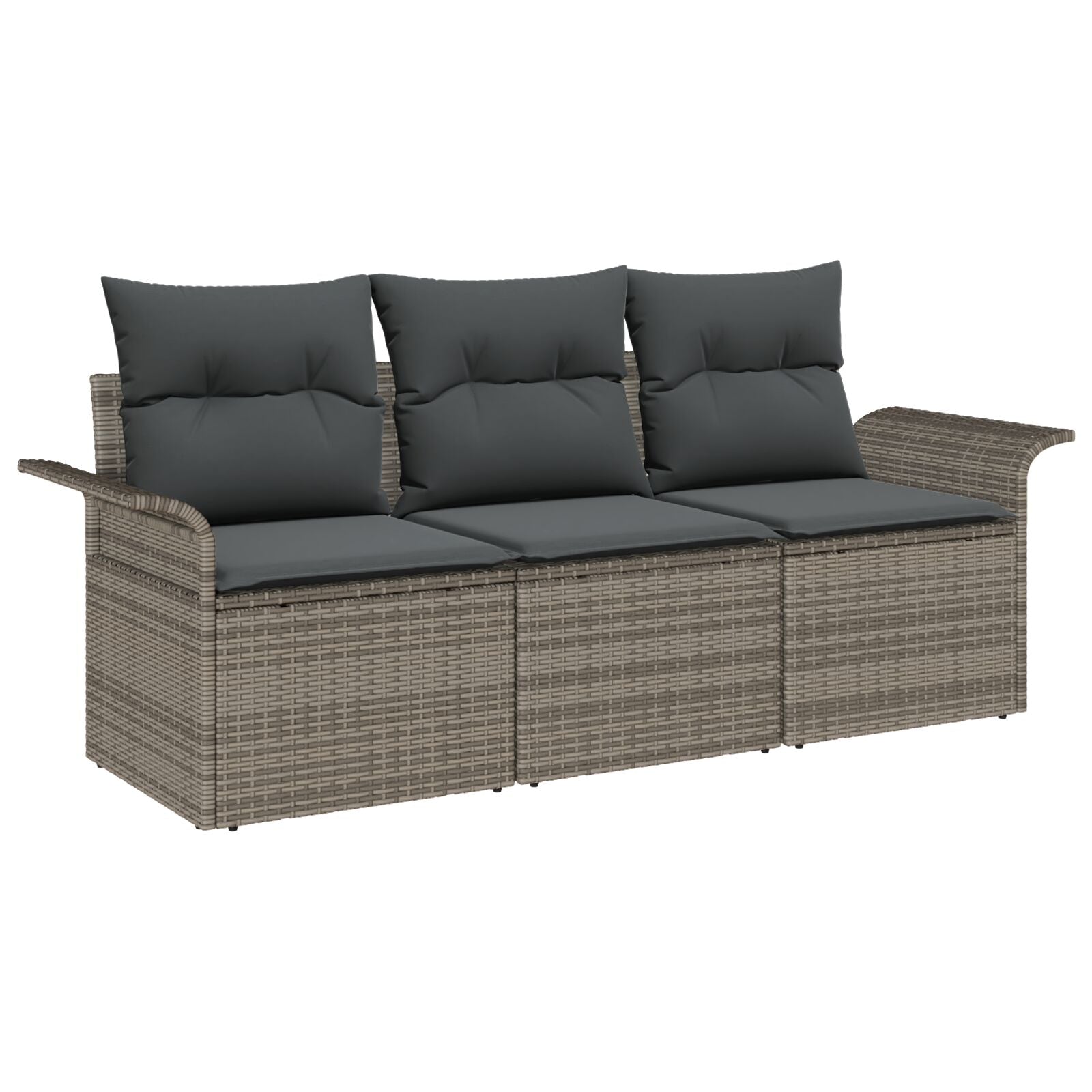 3-Delige Tuin Sofa Set Met Kussens Grijs Poly Rattan