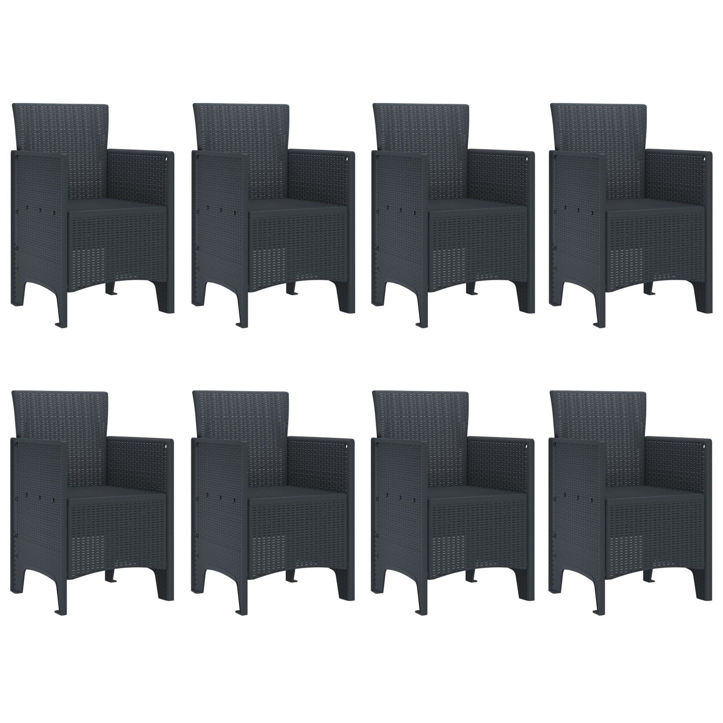 9-Delige Tuin Eettafel Set Anthraciet Poly Rattan
