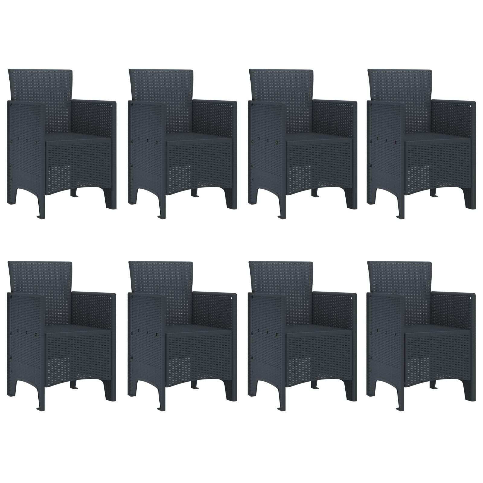 9-Delige Tuin Eettafel Set Anthraciet Poly Rattan
