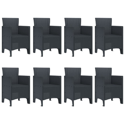 9-Delige Tuin Eettafel Set Anthraciet Poly Rattan